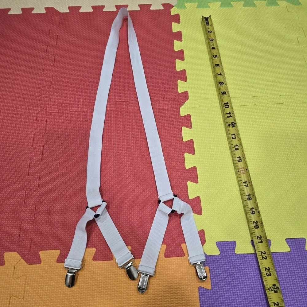 White Elastic Bed Sheet Straps‎ - Adjustable Corner Clips Grippers Fasteners